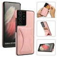 thumbnail image 1 of Leather Stand Case For Samsung Shockproof Card Slot Phone Cover, S21PLUS Pink, 1 of 6
