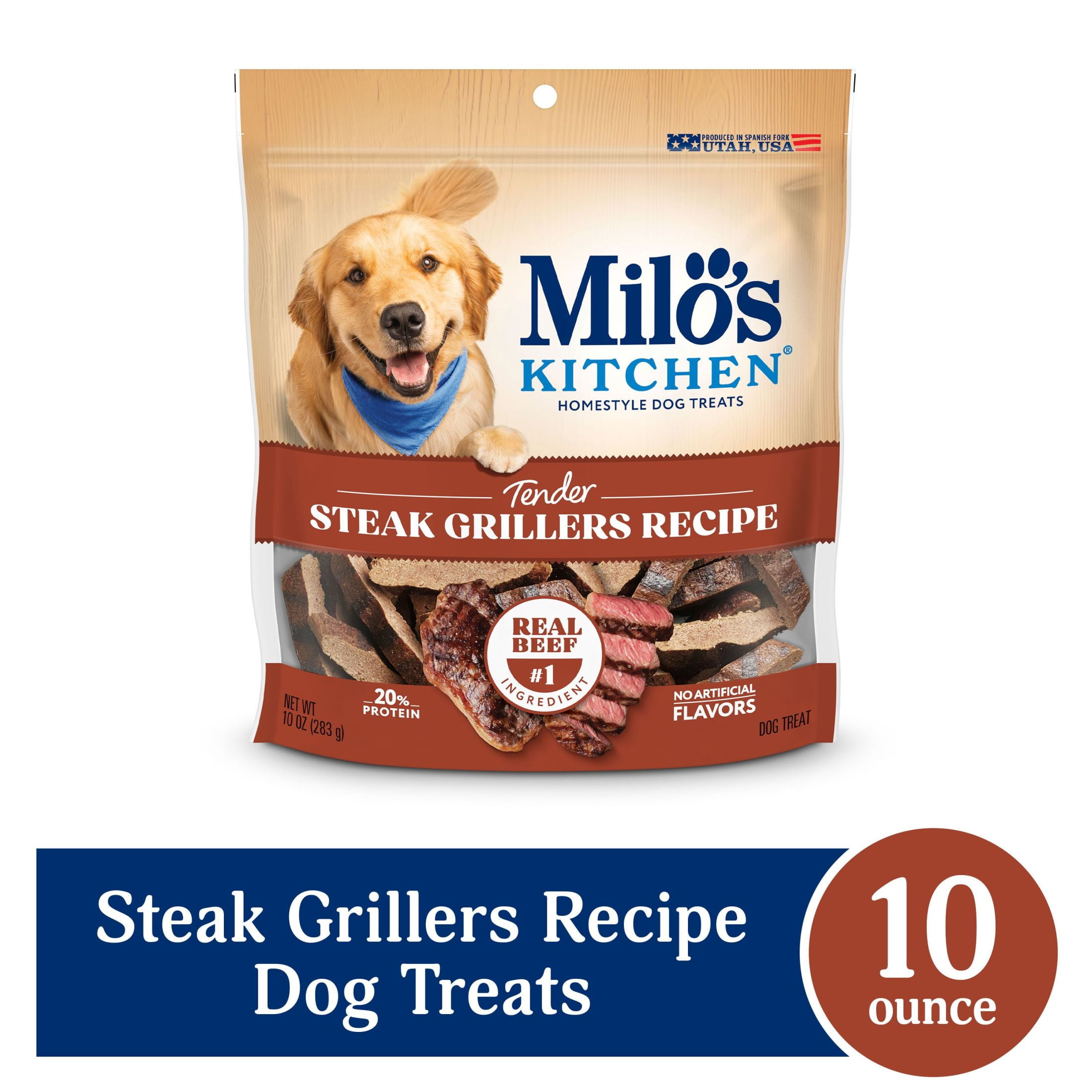 Milo’s Kitchen Steak Grillers Recipe Dog Treats, 10 oz Bag