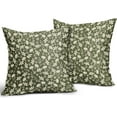 thumbnail image 2 of Olive Green Pillow Covers 16x16 Set of 2 Vintage Floral Rustic Old Style Cute Flower Print Decorative Outdoor Pillowcases Seasonal Farmhouse Throw Cushion Case Decor for Couch Sofa Bed, 2 of 6