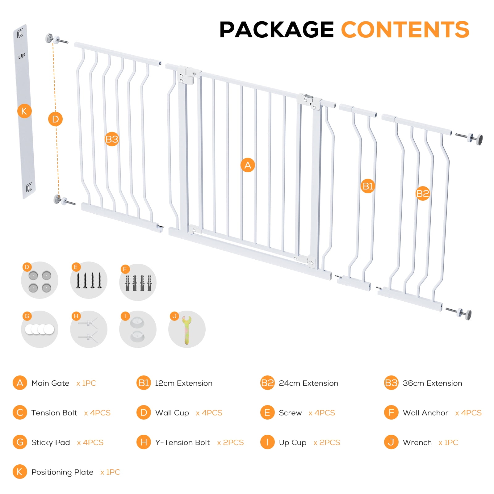 Mutak Baby Gate Safety Stair Gate Dog Fence Doorway 29.5"-43"W x 30"H