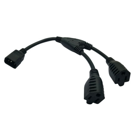Extension Cord C14 to 2X5-15R American Conversion Cord for Laptops Electric Kettles Etc(0.)