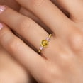 thumbnail image 4 of Gem Stone King 10K Yellow Gold Yellow Citrine and Pink Lab Grown Diamond 3-Stone Ring for Women | 1.06 Cttw | Round 6MM | Gemstone November Birthstone | Size 6, 4 of 6