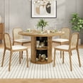 thumbnail image 7 of Farini 43" Round Dining Table, Modern Wood Kitchen Table with Hidden Storage & Metal Base, Seats 4, for Dining Room or Kitchen, Walnut, 7 of 7