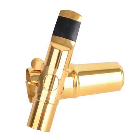 Zimtown #7 Alto Saxophone Sax Metal Mouthpiece with Cap Ligature Gold Instrument (Best Alto Sax Ligature)