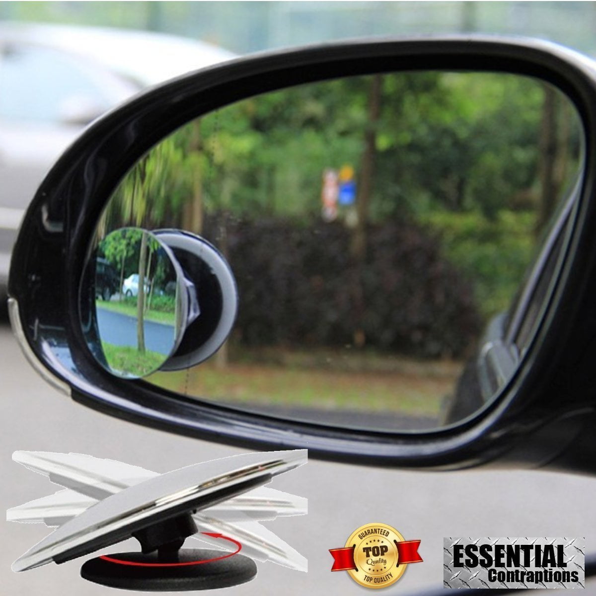 Universal Fit Cars Motorcycles 2 Round Adjustable HD Glass Convex Rear & Side View Stick On SUVs Blind Spot Mirror Trucks 4 Pack 360 Degree Rotation Wide Angle View Snowmobiles 