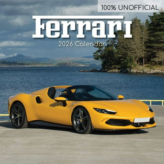 Gifted Stationery Co, Ferrari 2026 Wall Calendar, 12'' X 12'', 16-Month Calendar with Stapled Binding