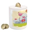 thumbnail image 2 of Butterfly Piggy Bank, Clever Rabbit Enjoying the Nature with Butterflies Tulips Daisies Art Print, Ceramic Coin Bank Money Box for Cash Saving, 3.6" X 3.2", Multicolor, by Ambesonne, 2 of 4