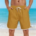 thumbnail image 2 of YLSDY Men's Summer Solid Drawstring Beach Shorts, Elastic Waist Comfort Fit, 5 Inch Lightweight Swim Trunks for Men Gold XXL, 2 of 7