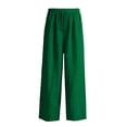 thumbnail image 4 of Ticikt Girls Solid Wide Leg Pants, Drawstring Elastic Waist Casual Loose Fit Long Trousers with Side Pockets for Kids,Green, 4 of 4