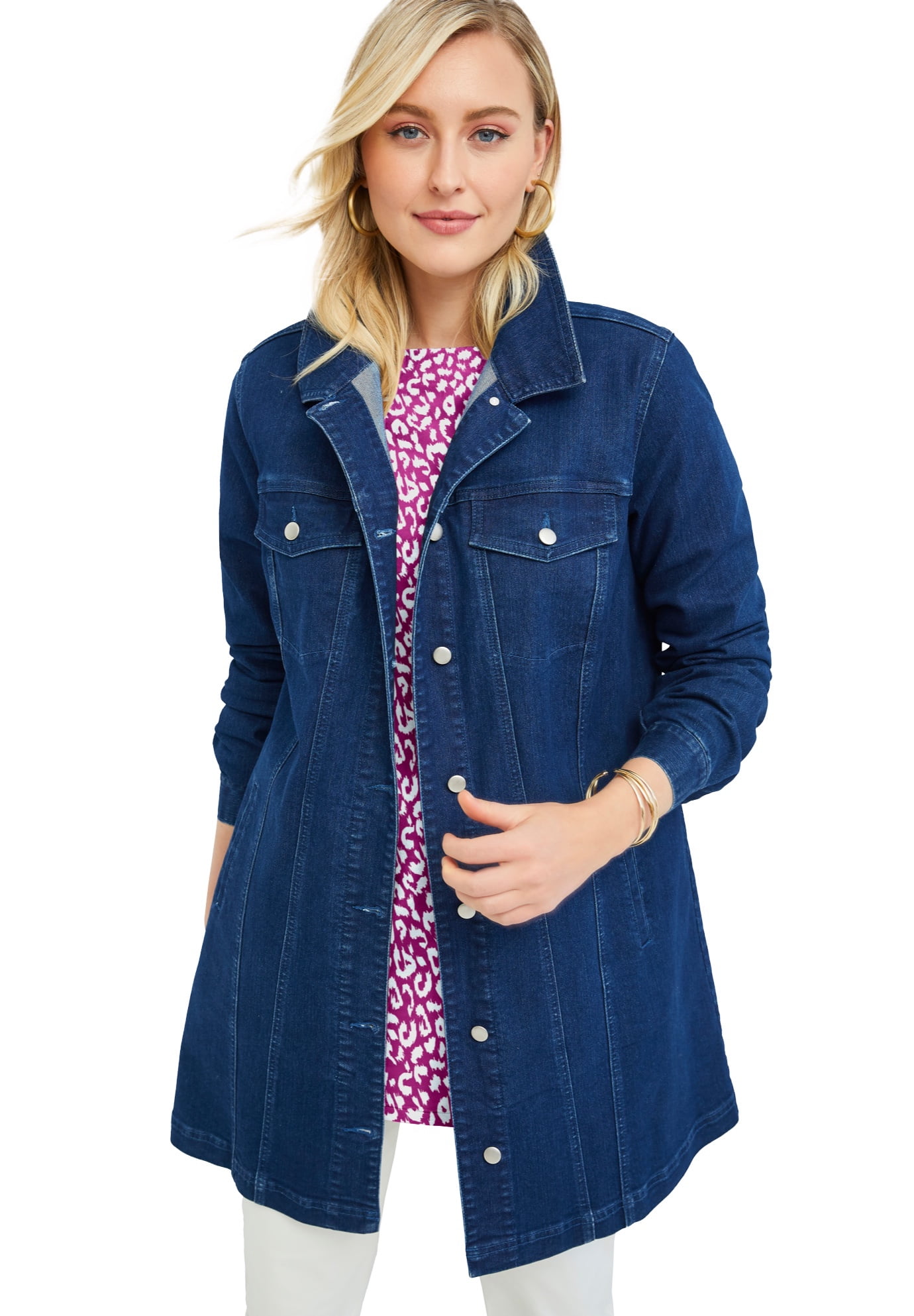 women's longer length denim jacket
