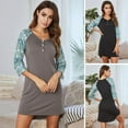thumbnail image 4 of MesaSe Ladies Christmas New Contrast Color Stitching Nightdress Solid Color Plus Size Pajamas Nightgown, 4 of 15