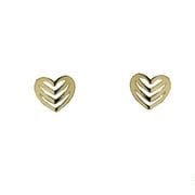18K Solid Yellow Gold Small Open Heart Post Earrings