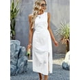 thumbnail image 4 of Womens Casual Dresses Solid Color Dress Long Sleeveless Vest Skirt Summer Temperament Waist Cinching White XL, 4 of 9
