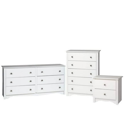 3 Piece Set With Dresser Chest And Nightstand In White Walmart Com