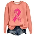 thumbnail image 1 of TINZ 2024 Mode Dames Décontracté Jour du Cancer Ruban Plume Imprimé Col Rond Manches Longues Chandail à Capuche Manches Raglan Haut Survêtements Décontractés Femmes Ensemble Chandail Léger Col Rabattu Chandail Femmes, 1 of 2