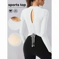 thumbnail image 5 of Top-kevin Women's Workout Top - Non-See-Through Tight-Fit Gym Shirt with Built-in Bra Pads, Long Sleeve Athletic Blouse for Running, Yoga, Cycling, 5 of 10