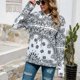 thumbnail image 2 of Sudadera con capucha Manga larga Estampado Cordón Con capucha Casual Tops de lana de moda para mujer Blanco XXL, 2 of 6