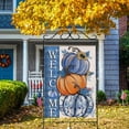 thumbnail image 5 of Welcome Fall Blue Pumpkin Large Decorative House Flag Autumn Plaid Check Sunflower Yard Garden Outside Decor Thanksgiving Seasonal Burlap Outdoor Home Decoration Double Sided 28 x 40, 5 of 6