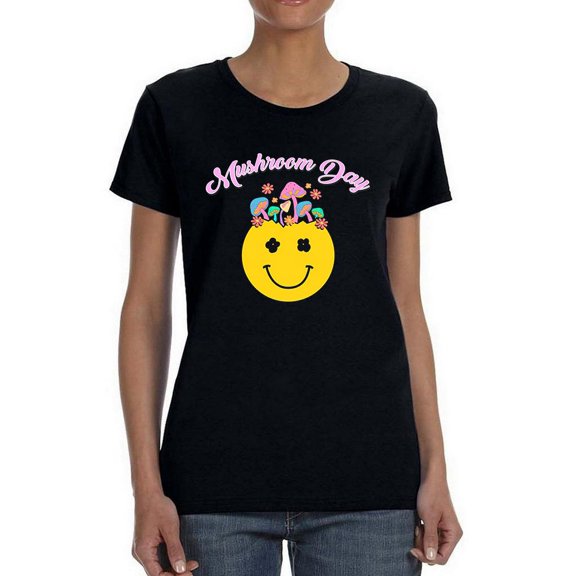 The Mushroom Day Face Shaped T-Shirt Women -Image by Shutterstock, Female Large