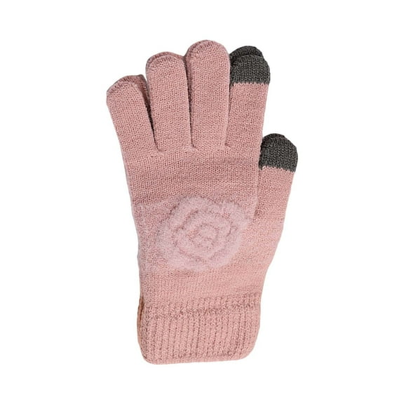 Otqutp Elastic Teen Girls Outdoor Gloves Knitted Cold Proof Plush Thickened Christmas Gloves Women's Winter Touchscreen Gloves Elastic Winter Texting Gloves(Pink,One Size)