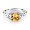 thumbnail image 2 of Gem Stone King 925 Sterling Silver Yellow Citrine and White Zirconia 3 Stone Engagement Ring for Women (2.94 Cttw, Gemstone November Birthstone, Available in Size 5, 6, 7, 8, 9), 2 of 3
