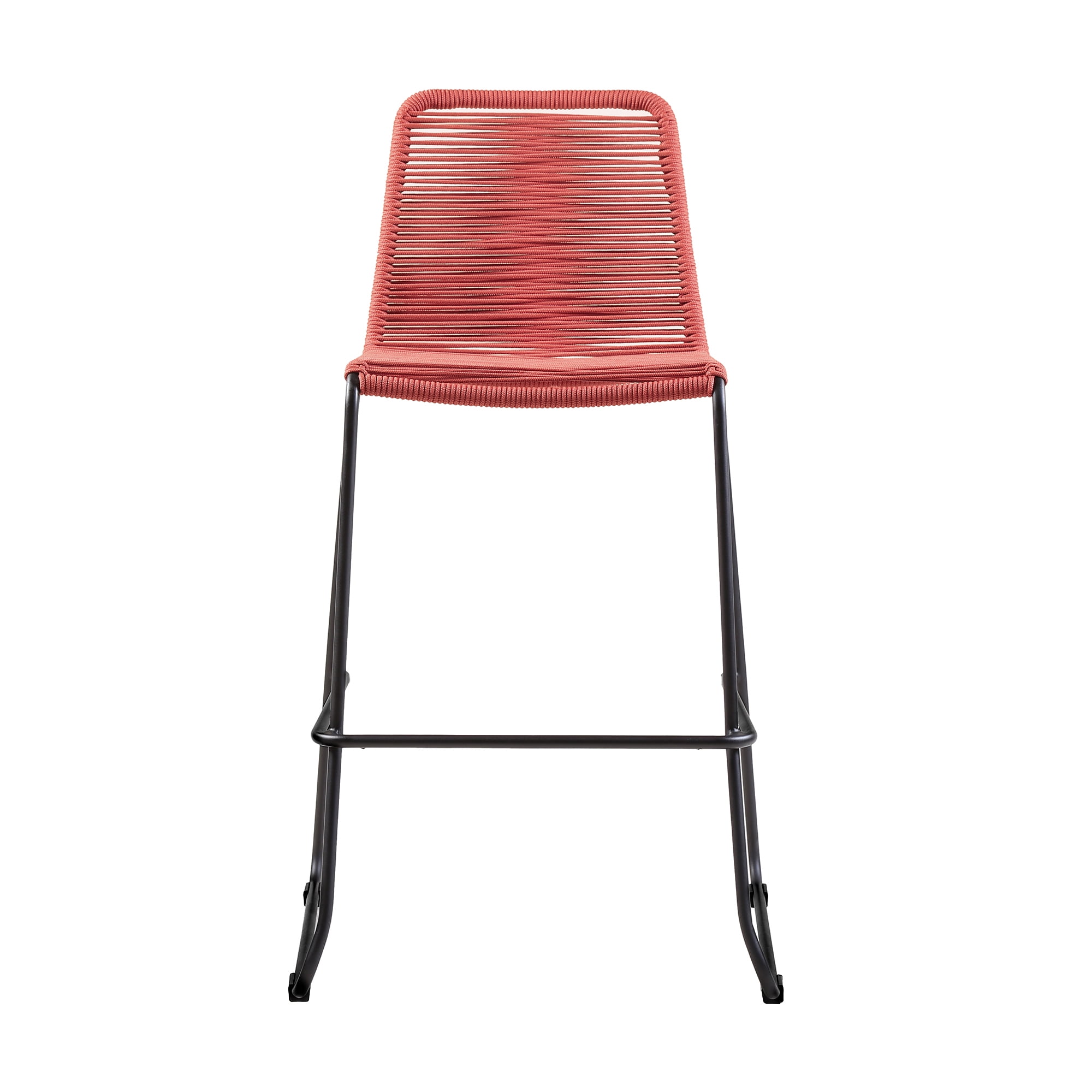 Shasta 30" Outdoor Metal and Brick Red Rope Stackable Barstool - Set of 6