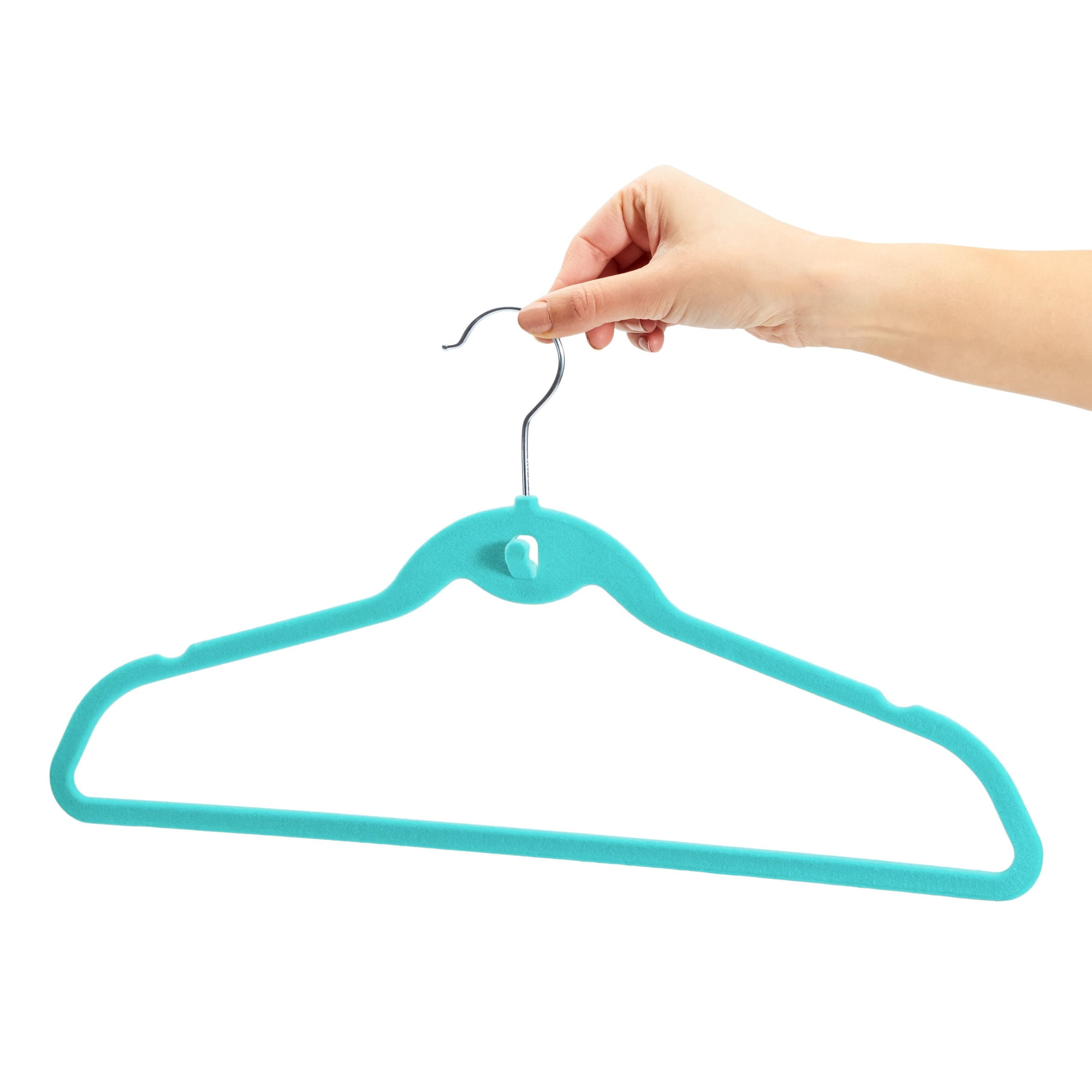 50 Pack Slim Non Slip Teal Velvet Hangers with Cascading Hooks for Clothes,  Shirts, Suits, Dresses, Coat, Pants, Heavy Duty Durable Hangers