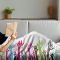 thumbnail image 3 of Love Soft Flannel Fleece Blanket, People Support Hand Heart United Illustration Charity Encouragement Winning Team Print, Cozy Plush for Indoor and Outdoor Use, 50" x 60", Multicolor, by Ambesonne, 3 of 5