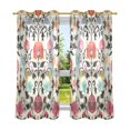 thumbnail image 6 of Yayeee Window Curtains Light Filtering 63"x52" Grommet Panel Pair Home Living Room Decor, Beige Red Floral, 6 of 7
