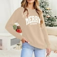 thumbnail image 6 of SwiftWear Christmas Themed Crewneck Sweatshirt for Women - Merry Christmas Graphic Pullover Tops Cozy Long Sleeve Holiday Wear Beige, 6 of 8