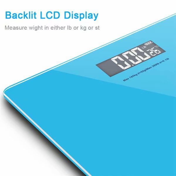 Etekcity Digital Body Weight Bathroom Scale, Large Blue LCD Backlight  Display, High Precision Measurements,6mm Tempered Glass, 400 Pounds Digital  Silver