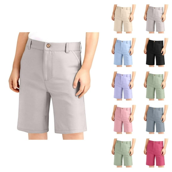 Boys' Shorts Boys Casual Shorts Boys' Girls Adjustable Waist Stretch Flat Front Shorts For School Uniformss