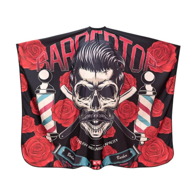 Capa de corte de pelo de 55 x 63 pulgadas, accesorio de barbería para hombres y mujeres, impresa con cierre a presión ajustable, capa de salón para