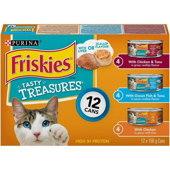 Friskies Tasty Treasures avec Foie ou Saveur de Pétoncle Pack de Variétés Nourriture pour Chats