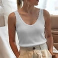 thumbnail image 4 of Basic Lace Trim Tank Tops for Women Summer Ribbed Pullovers Loose Sleeveless Going Out Casual T-Shirt, 4 of 7