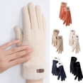 thumbnail image 3 of YAOBAMM Winter Cycling Gloves 1 Pair Winter Plush Touchscreen Gloves Thickened Windproof Cold Resistant Solid Color Five Fingers Waffle Pattern, 3 of 6