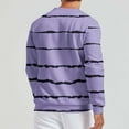 thumbnail image 4 of Penkiiy Men's Waffle Stripe Print Hoodless Sweatshirt Long Sleeve Fashion Gym Athletic Hoodless Plaid Jacquard Pullover with Pocket XL Purple, 4 of 4