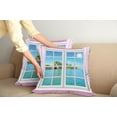 thumbnail image 3 of Ambesonne Ocean Throw Pillow Cover 2 Pack, Idyllic View from Window, 24", Pink Blue, 3 of 6