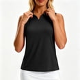 thumbnail image 3 of TGSLY Women's Collared Racerback Tank Tops Lightweigh Thin Casual Sleeveless Vest with Half Zipper Quick Dry Solid Color Athletic Golf Shirts XL, 3 of 10