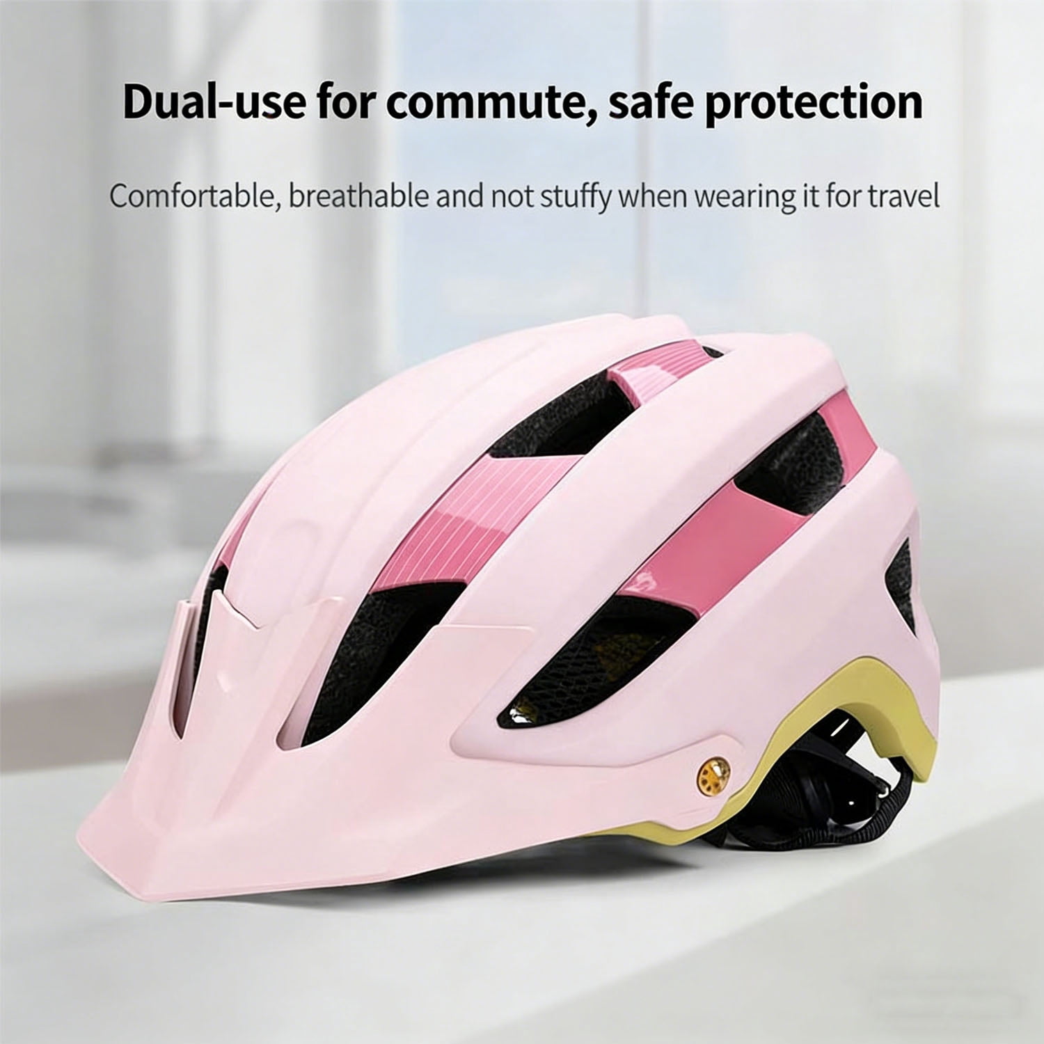 Mirov Adult bicycle helmet, lightweight mountain and road bike helmet with an adjustable dial and a visor, suitable for skateboarding and scooters(L)