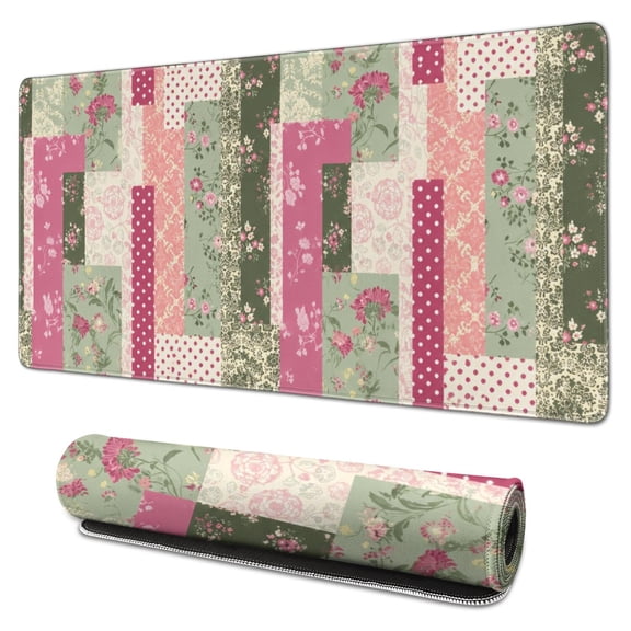 Boho Print Extended Mouse Pad, Large Stitched Edge Desk Mat with Non-Slip Rubber Base, Computer Keyboard Mat and Desk Protector for Gaming, Laptop, Home Office, 31.5 x 15.7 in