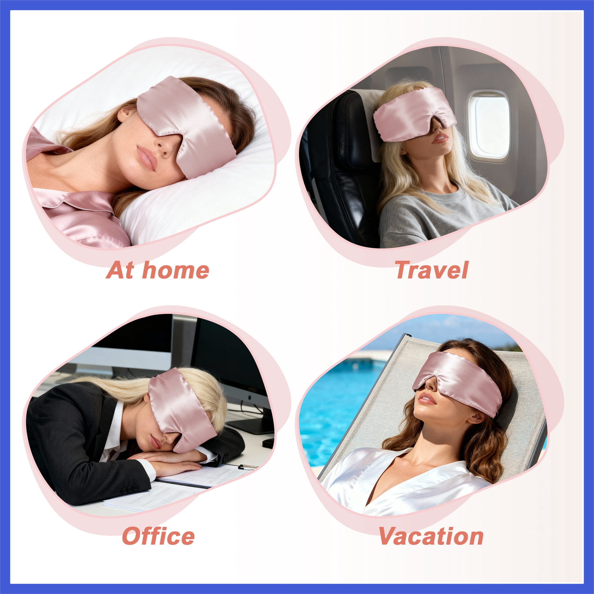 Vocoste 22 Momme Pure Silk Sleep Mask with Travel Pouch 3D Contour Adjustable Blindfold for Side Sleepers Eyelash Protecting for Natural Lashes & Extensions Light Pink