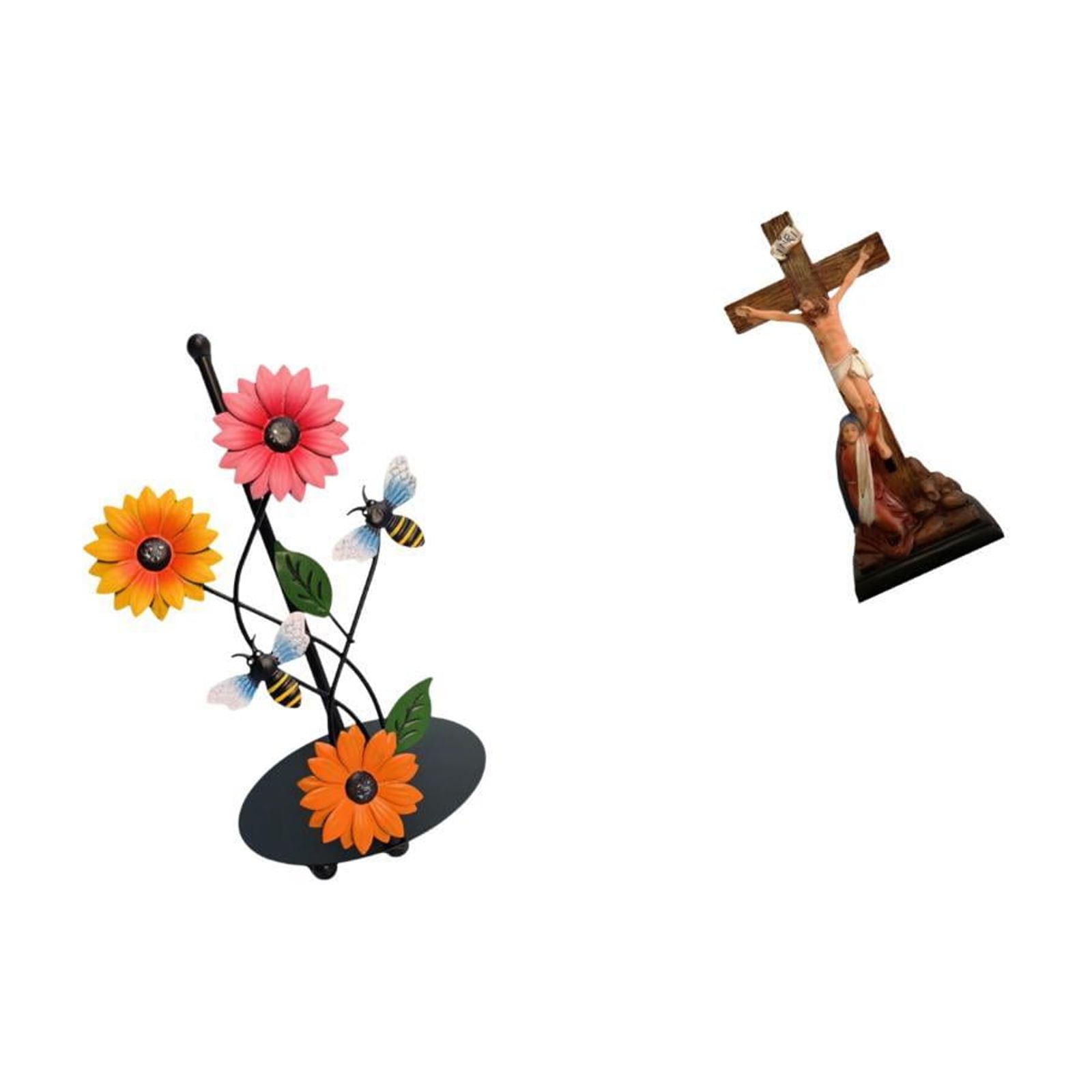 Fiocias Toilet Paper Holder Paper Towel Holder Countertop Mother Mary Statue Figurine Jesus Cross Figurine Iron Resin Material Suitable for Kitchen