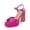HOT PINK, variant on Platform Heels for Women, Square Toe Chunky High Heels Ankle Strap Sandals for Wedding Party Formal Event