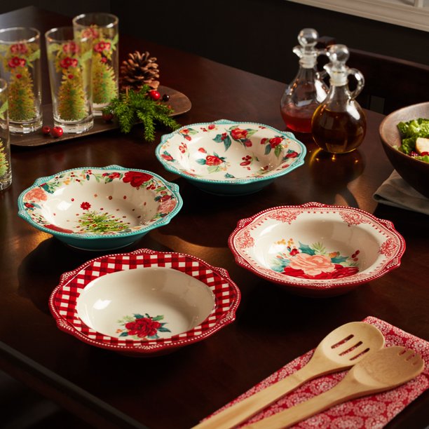 The Pioneer Woman Holiday Medley Assorted 4Piece Low Bowl Set