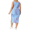 thumbnail image 4 of DARING DIVA Plus Size V Neck Slim Fit Tie Dye Midi Tank Dress 1X Purple Blue, 4 of 5