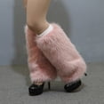 thumbnail image 4 of Tnobhg 1 Pair Women Imitation Fox Fur Leg Warmers Solid Color Elastic Furry Boot Covers Knee-length Long Socks Fashion Accessories, 4 of 8