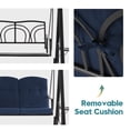 thumbnail image 4 of MCombo 3 Seat Outdoor Patio Swings with Adjustable Canopy, Retractable Trays, Cushions for Backyard, Poolside, Balcony 4092(Navy Blue), 4 of 9
