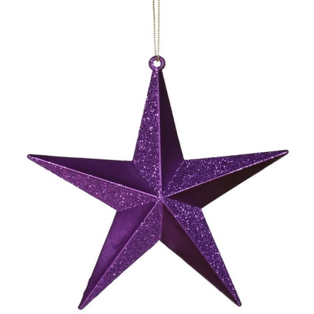 Glittered Star Ornament - Purple Passion Matte & Glitter Shatterproof Star Christmas Ornament 6