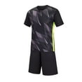 thumbnail image 2 of Antinious Toddler Outfits Boys Girls Summer Short Sleeve Round Neck Soccer Style Top + Elastic Waist Shorts Breathable Wicking Sports Set,Outfits for Kids,Boys Girls Sleepwear Set,Black,6 Years, 2 of 4